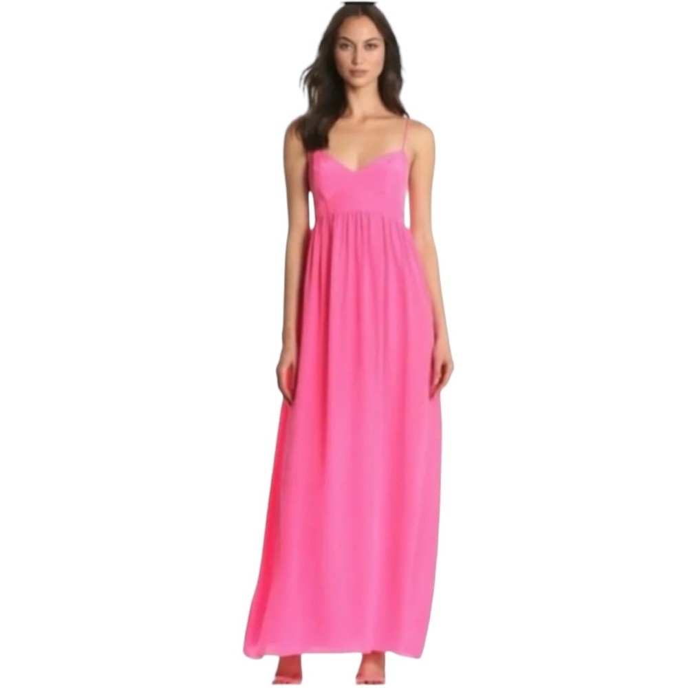 Amanda Uprichard Women’s Long 100% Silk Maxi Flowy Dress Pink XS Gown Nordstrom